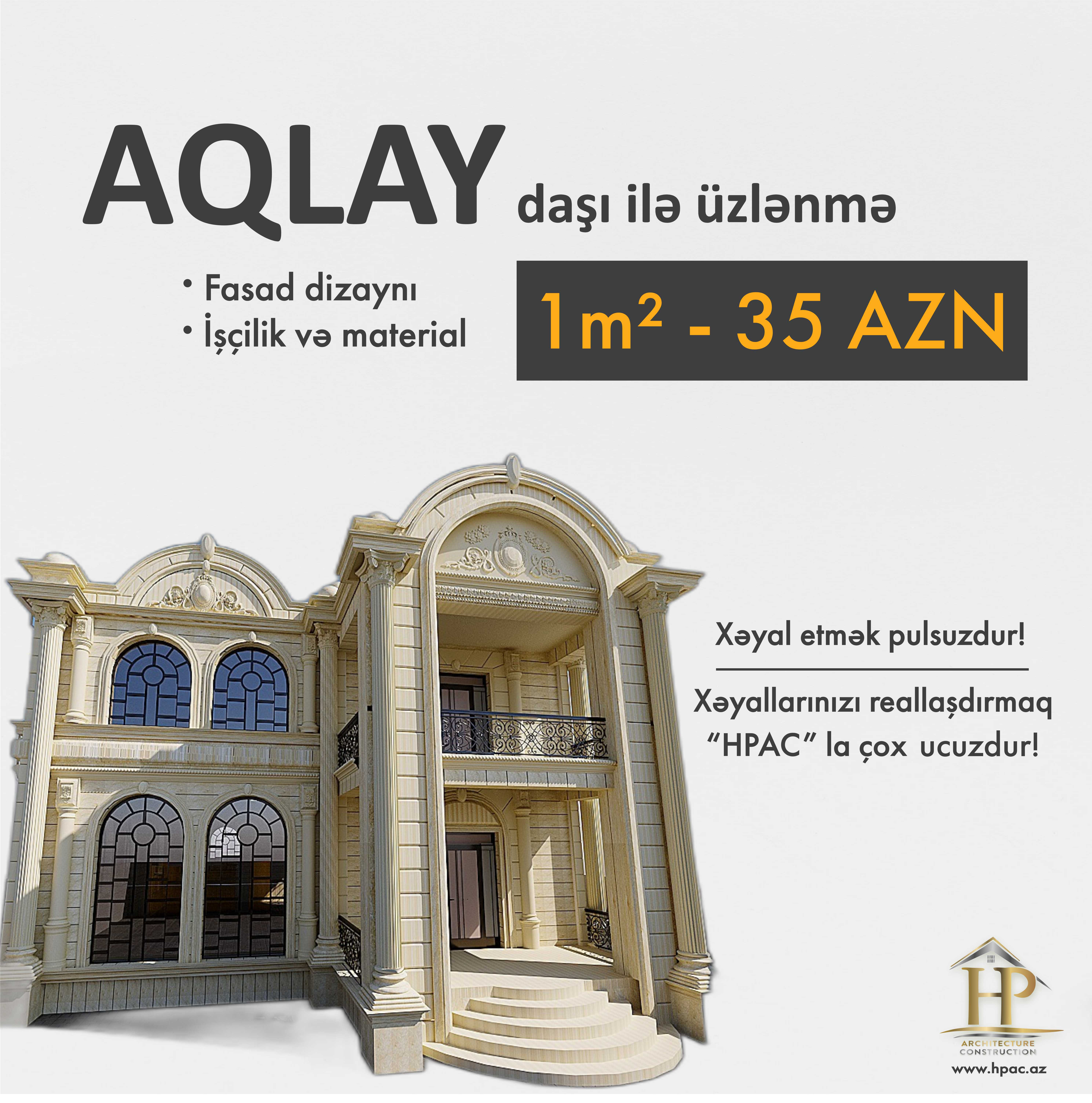 Aqlay daşı ilə üzlənmə işləri.